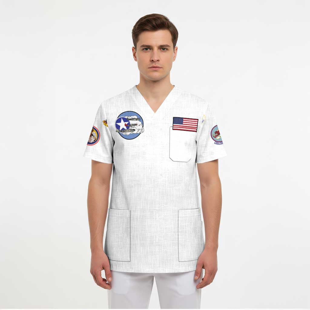 Tuskegee Airmen WWII Heroes Scrub Top The Great American Aviators White Art - Wonder Print Shop