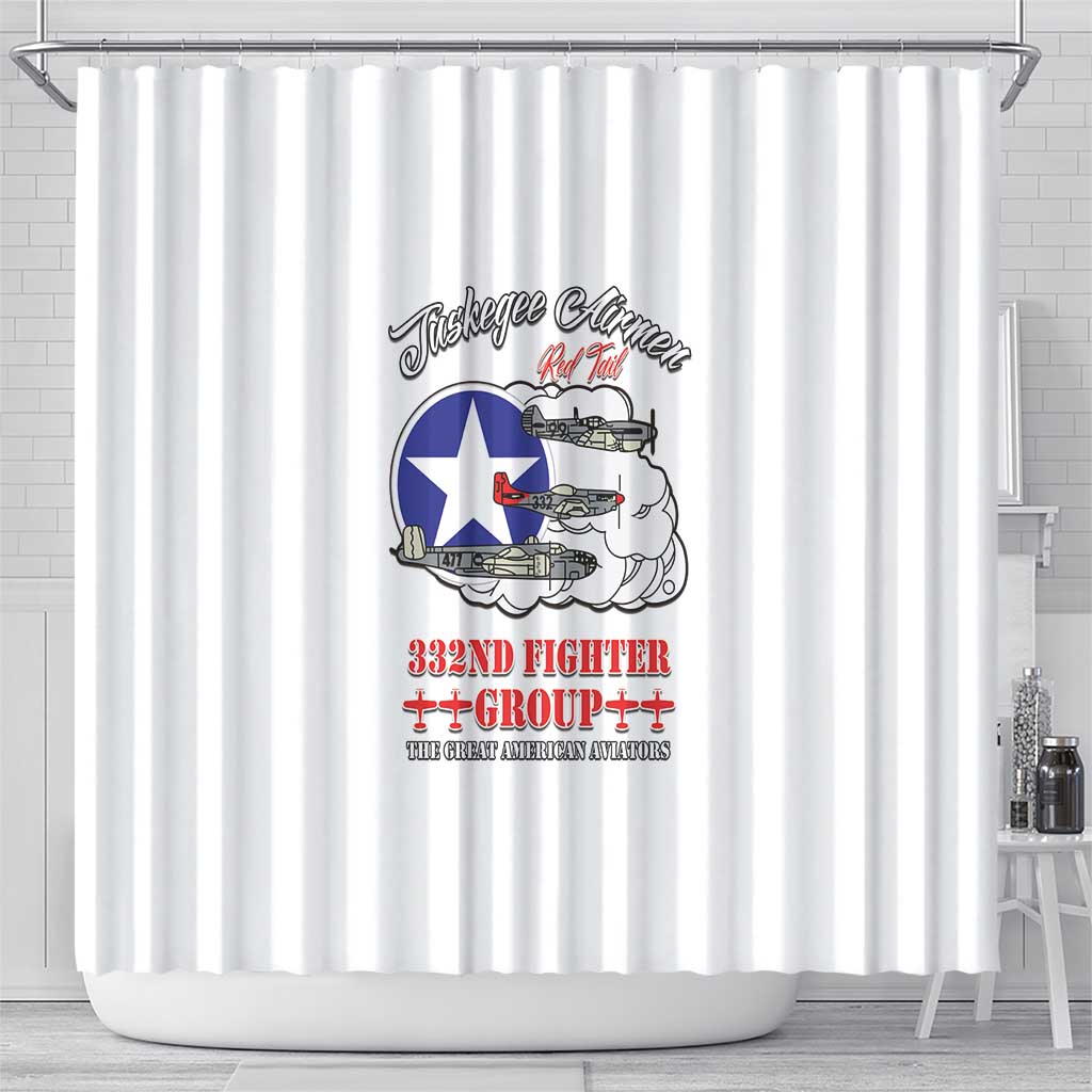 Tuskegee Airmen WWII Heroes Shower Curtain The Great American Aviators White Art - Wonder Print Shop