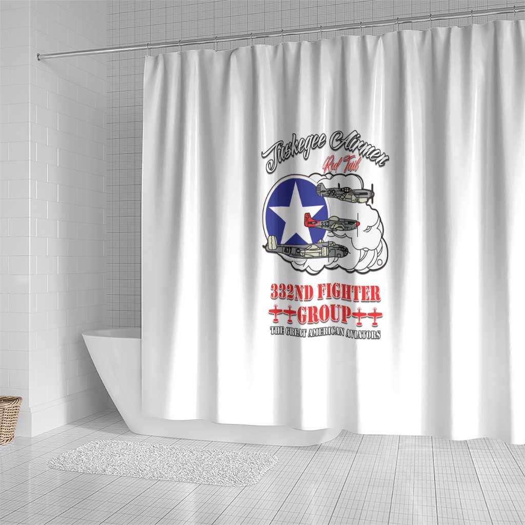 Tuskegee Airmen WWII Heroes Shower Curtain The Great American Aviators White Art - Wonder Print Shop