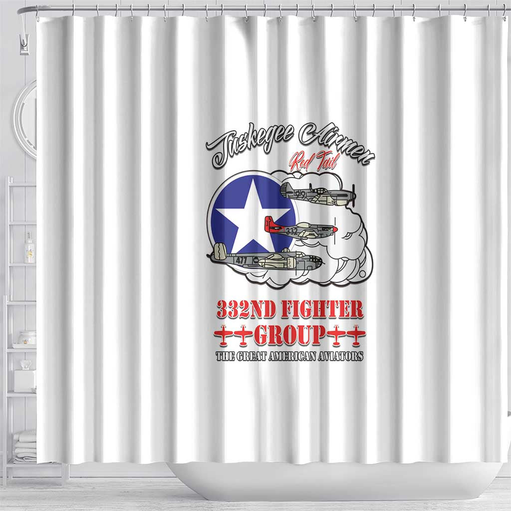 Tuskegee Airmen WWII Heroes Shower Curtain The Great American Aviators White Art - Wonder Print Shop