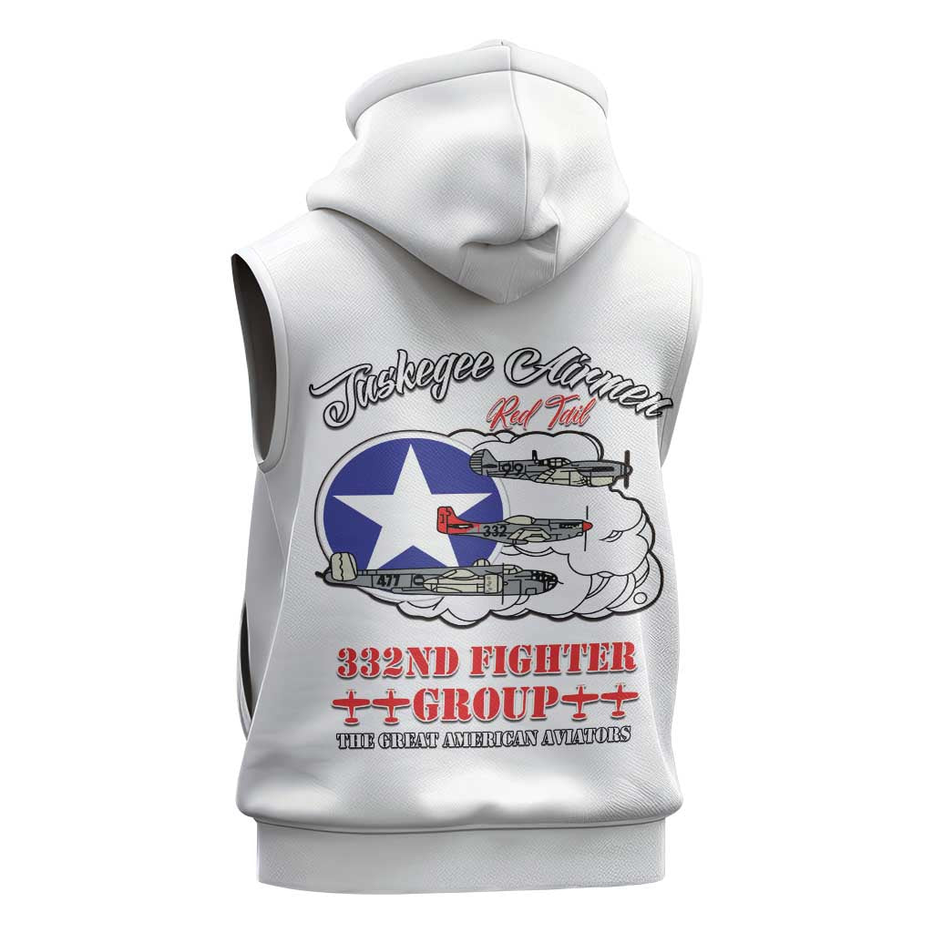 Tuskegee Airmen WWII Heroes Sleeveless Hoodie The Great American Aviators White Art - Wonder Print Shop
