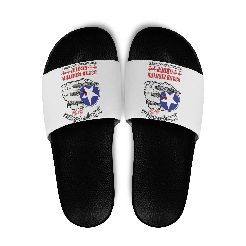 Tuskegee Airmen WWII Heroes Slide Sandals The Great American Aviators White Art - Wonder Print Shop