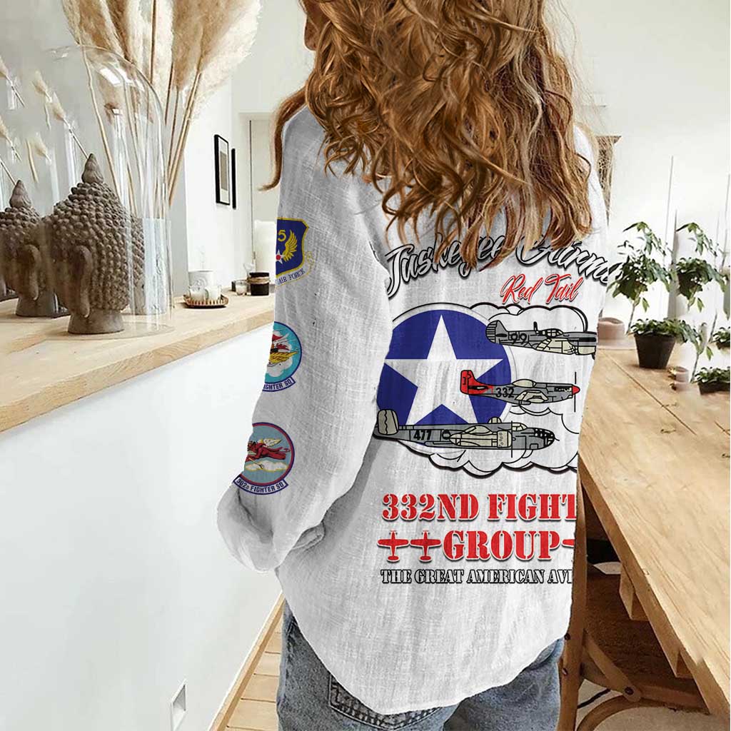 Tuskegee Airmen WWII Heroes Women Casual Shirt The Great American Aviators White Art - Wonder Print Shop