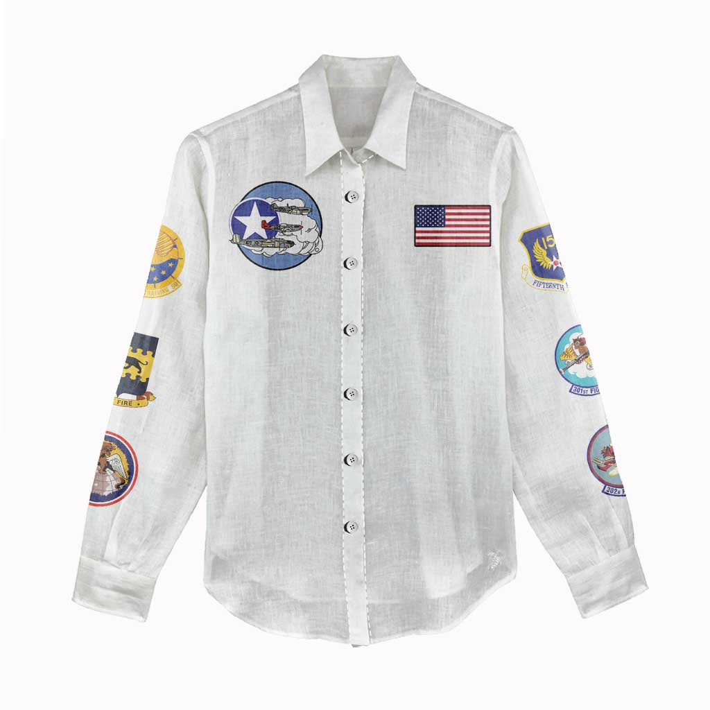 Tuskegee Airmen WWII Heroes Women Casual Shirt The Great American Aviators White Art - Wonder Print Shop
