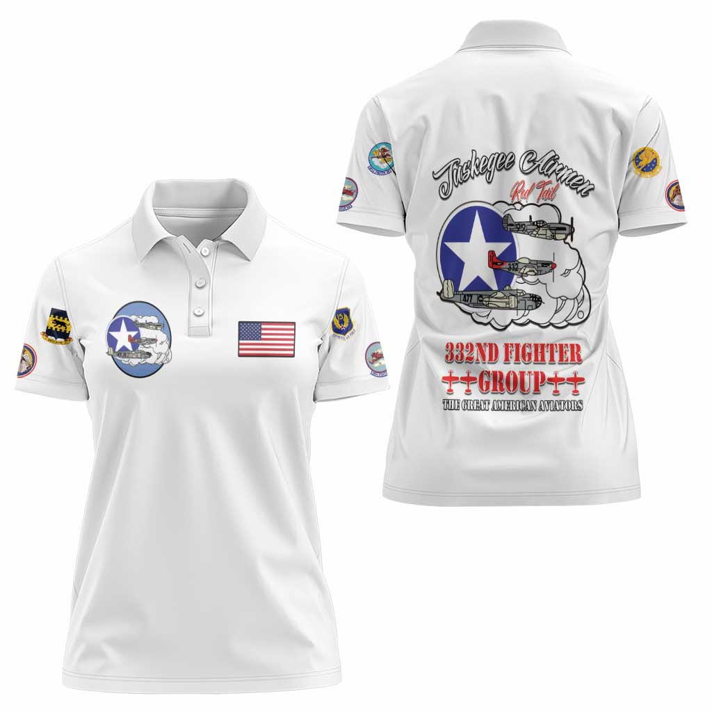 Tuskegee Airmen WWII Heroes Women Polo Shirt The Great American Aviators White Art - Wonder Print Shop