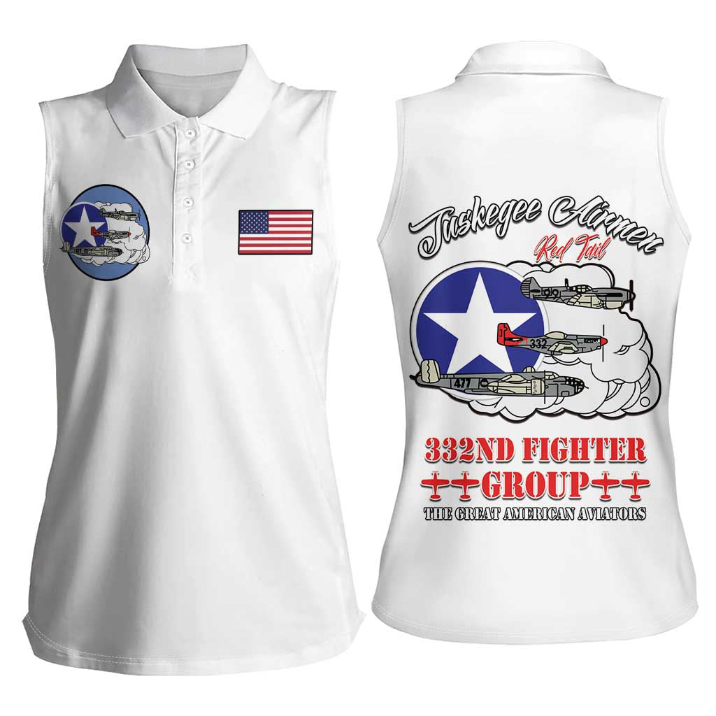 Tuskegee Airmen WWII Heroes Women Sleeveless Polo Shirt The Great American Aviators White Art - Wonder Print Shop