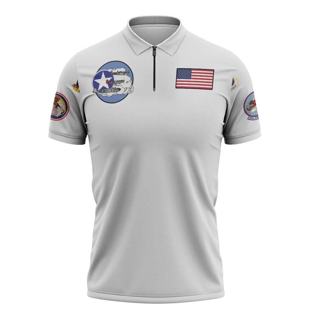 Tuskegee Airmen WWII Heroes Zipper Polo Shirt The Great American Aviators White Art - Wonder Print Shop