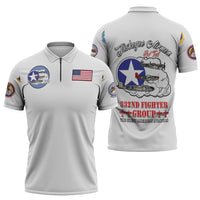 Tuskegee Airmen WWII Heroes Zipper Polo Shirt The Great American Aviators White Art - Wonder Print Shop
