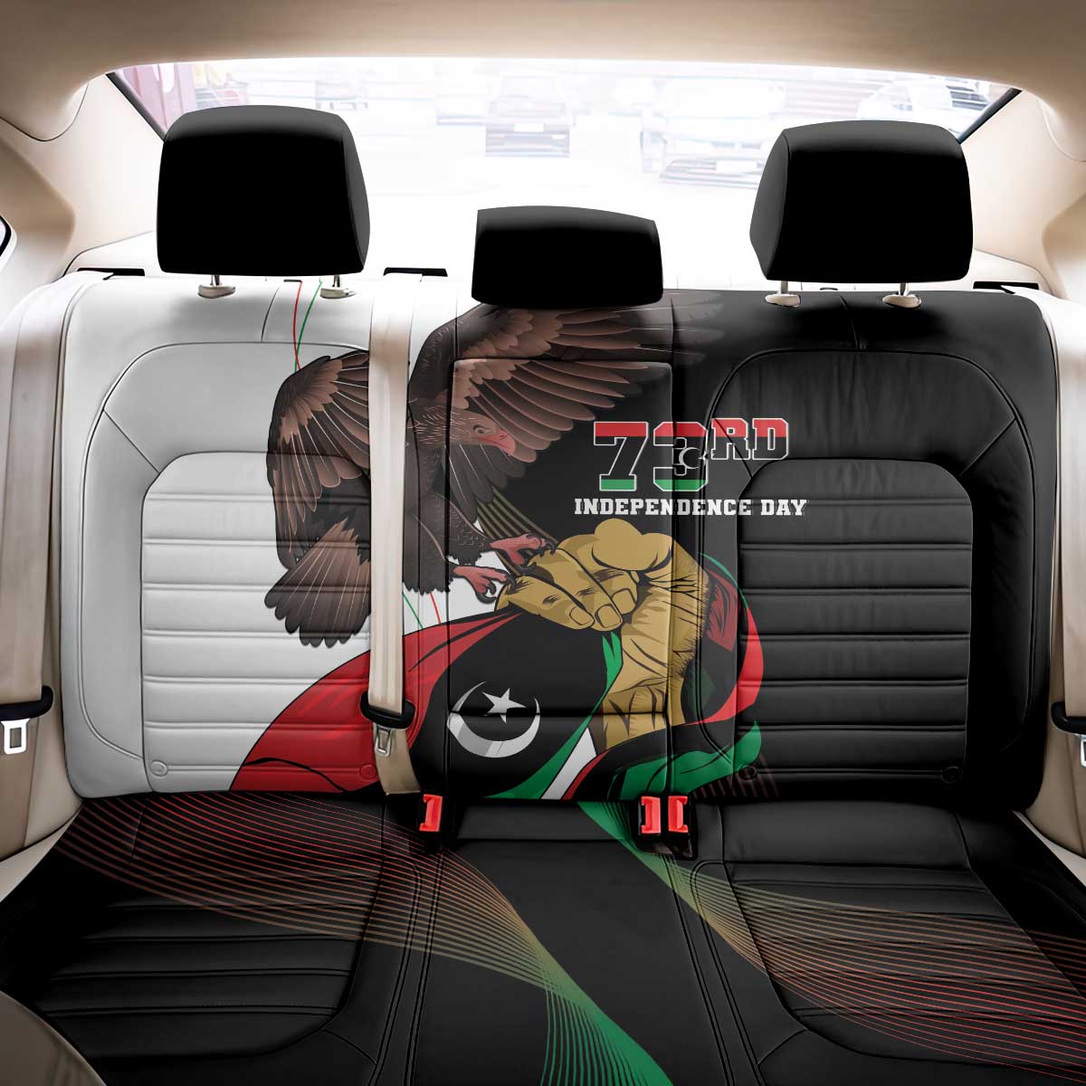 Libya 73rd Anniversary Independence Day Back Car Seat Cover - Wonder Print Shop