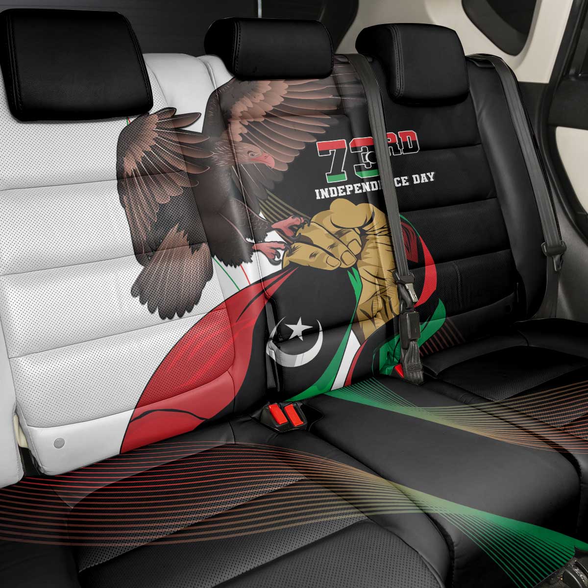 Libya 73rd Anniversary Independence Day Back Car Seat Cover - Wonder Print Shop