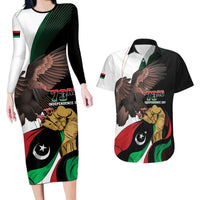 Libya 73rd Anniversary Independence Day Couples Matching Long Sleeve Bodycon Dress and Hawaiian Shirt - Wonder Print Shop