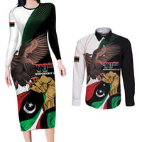 Libya 73rd Anniversary Independence Day Couples Matching Long Sleeve Bodycon Dress and Long Sleeve Button Shirt - Wonder Print Shop