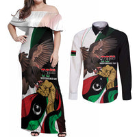 Libya 73rd Anniversary Independence Day Couples Matching Off Shoulder Maxi Dress and Long Sleeve Button Shirt - Wonder Print Shop