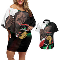 Libya 73rd Anniversary Independence Day Couples Matching Off Shoulder Short Dress and Hawaiian Shirt - Wonder Print Shop