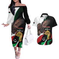 Libya 73rd Anniversary Independence Day Couples Matching Off The Shoulder Long Sleeve Dress and Hawaiian Shirt - Wonder Print Shop