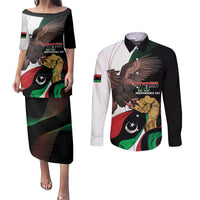 Libya 73rd Anniversary Independence Day Couples Matching Puletasi and Long Sleeve Button Shirt - Wonder Print Shop