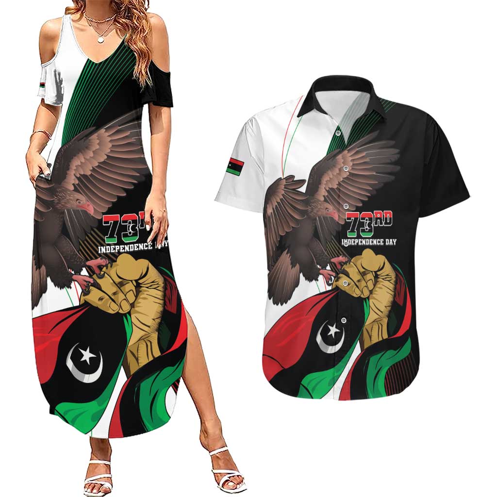 Libya 73rd Anniversary Independence Day Couples Matching Summer Maxi Dress and Hawaiian Shirt - Wonder Print Shop