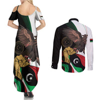 Libya 73rd Anniversary Independence Day Couples Matching Summer Maxi Dress and Long Sleeve Button Shirt - Wonder Print Shop