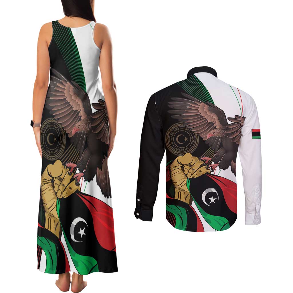 Libya 73rd Anniversary Independence Day Couples Matching Tank Maxi Dress and Long Sleeve Button Shirt - Wonder Print Shop