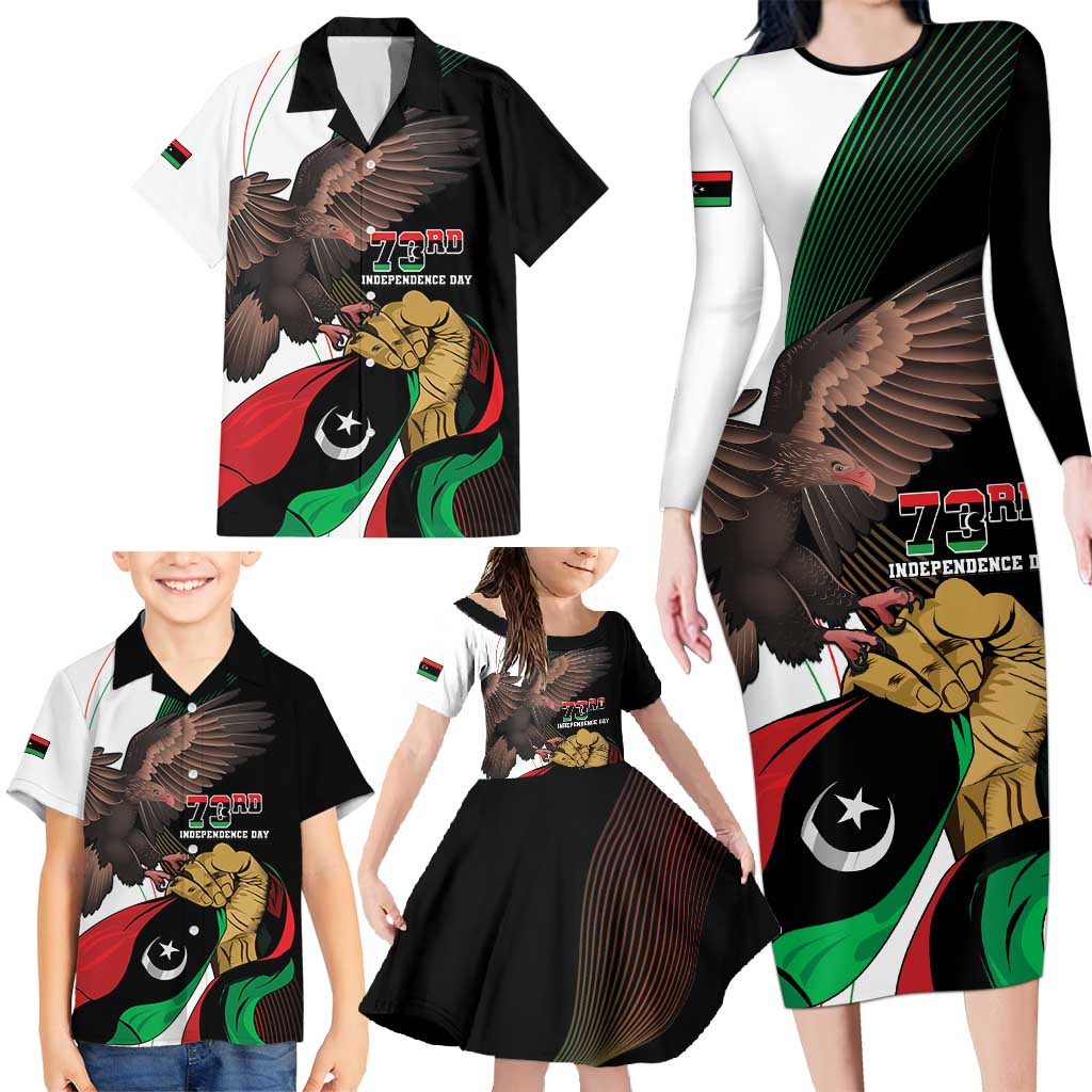 Libya 73rd Anniversary Independence Day Family Matching Long Sleeve Bodycon Dress and Hawaiian Shirt - Wonder Print Shop