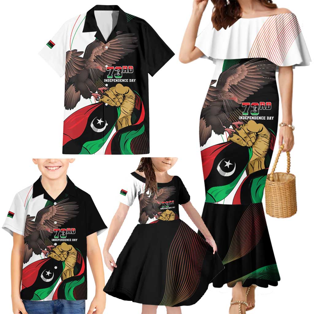Libya 73rd Anniversary Independence Day Family Matching Mermaid Dress and Hawaiian Shirt - Wonder Print Shop