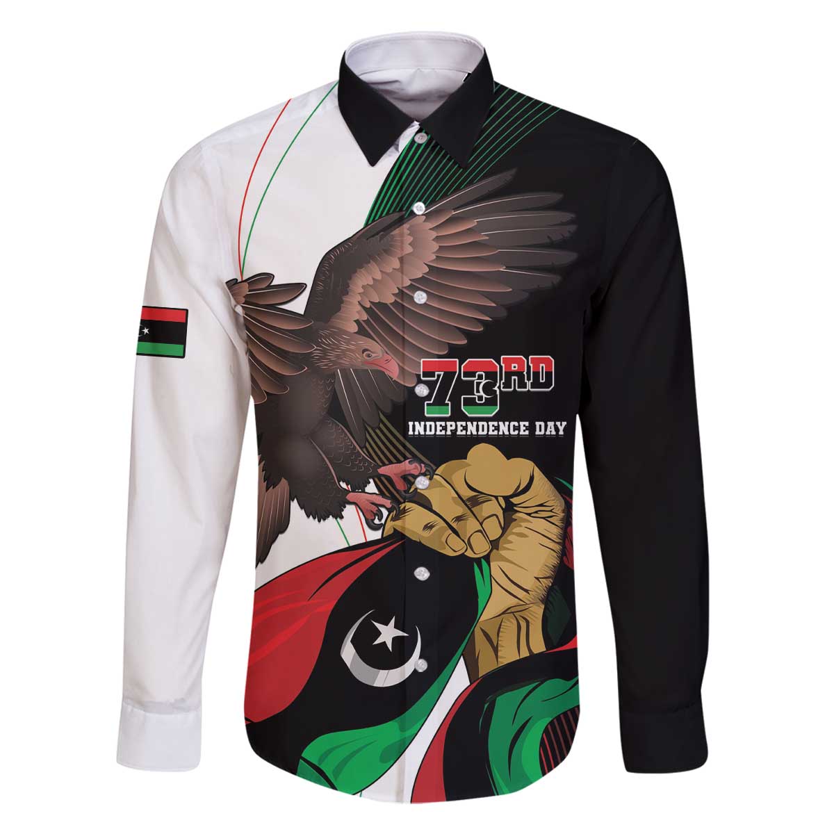 Libya 73rd Anniversary Independence Day Family Matching Off The Shoulder Long Sleeve Dress and Hawaiian Shirt - Wonder Print Shop