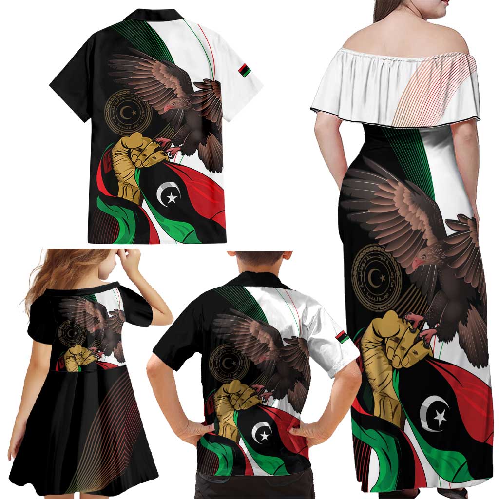 Libya 73rd Anniversary Independence Day Family Matching Off Shoulder Maxi Dress and Hawaiian Shirt - Wonder Print Shop