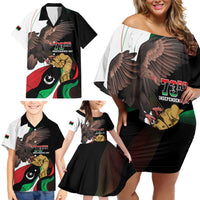 Libya 73rd Anniversary Independence Day Family Matching Off Shoulder Short Dress and Hawaiian Shirt - Wonder Print Shop