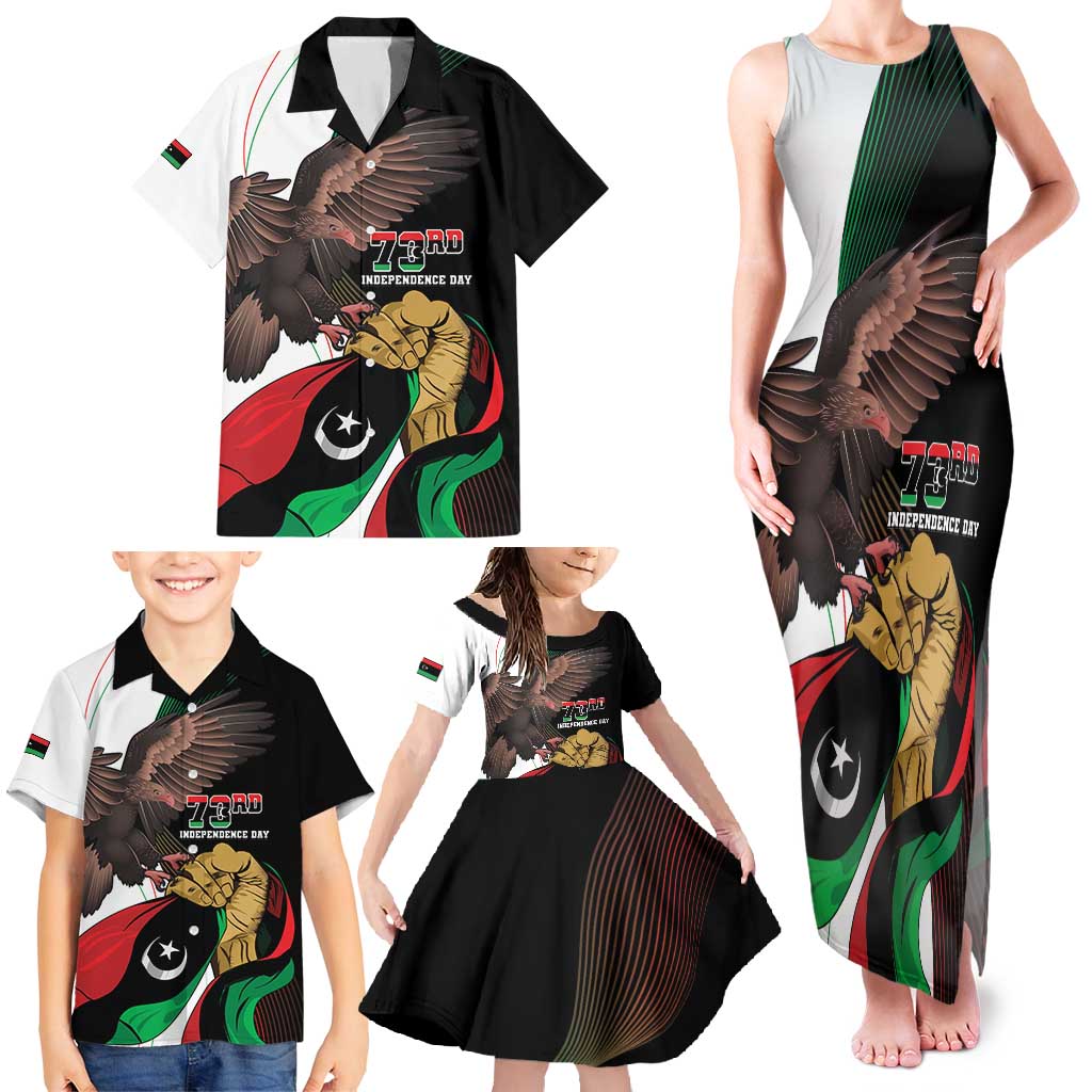 Libya 73rd Anniversary Independence Day Family Matching Tank Maxi Dress and Hawaiian Shirt - Wonder Print Shop