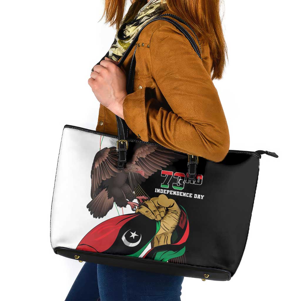 Libya 73rd Anniversary Independence Day Leather Tote Bag - Wonder Print Shop