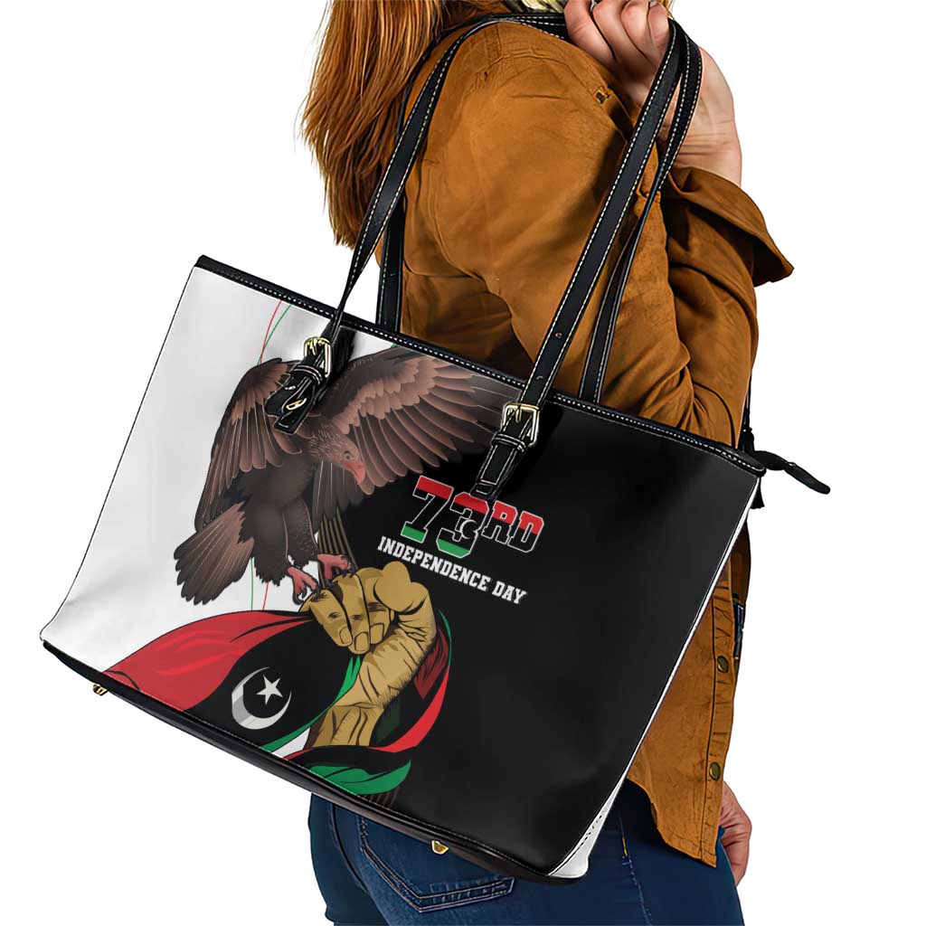 Libya 73rd Anniversary Independence Day Leather Tote Bag - Wonder Print Shop