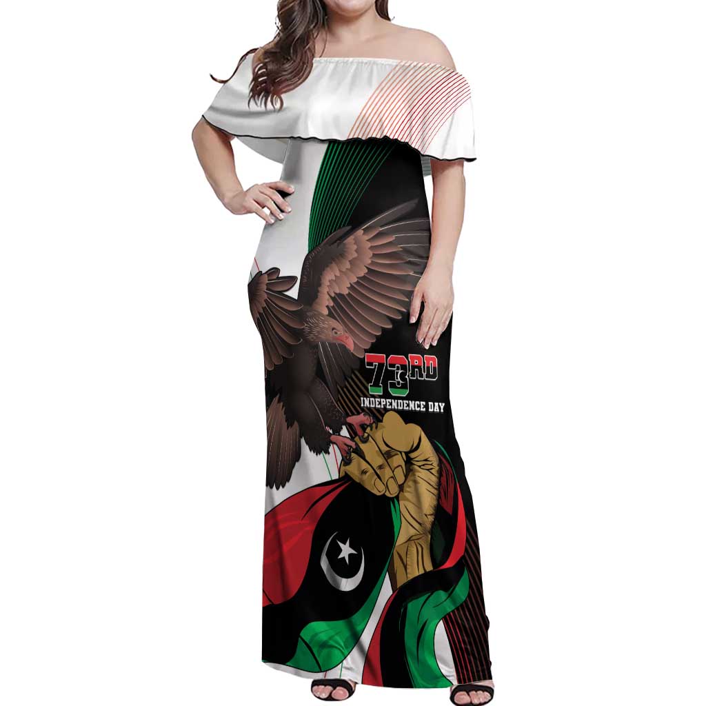 Libya 73rd Anniversary Independence Day Off Shoulder Maxi Dress - Wonder Print Shop