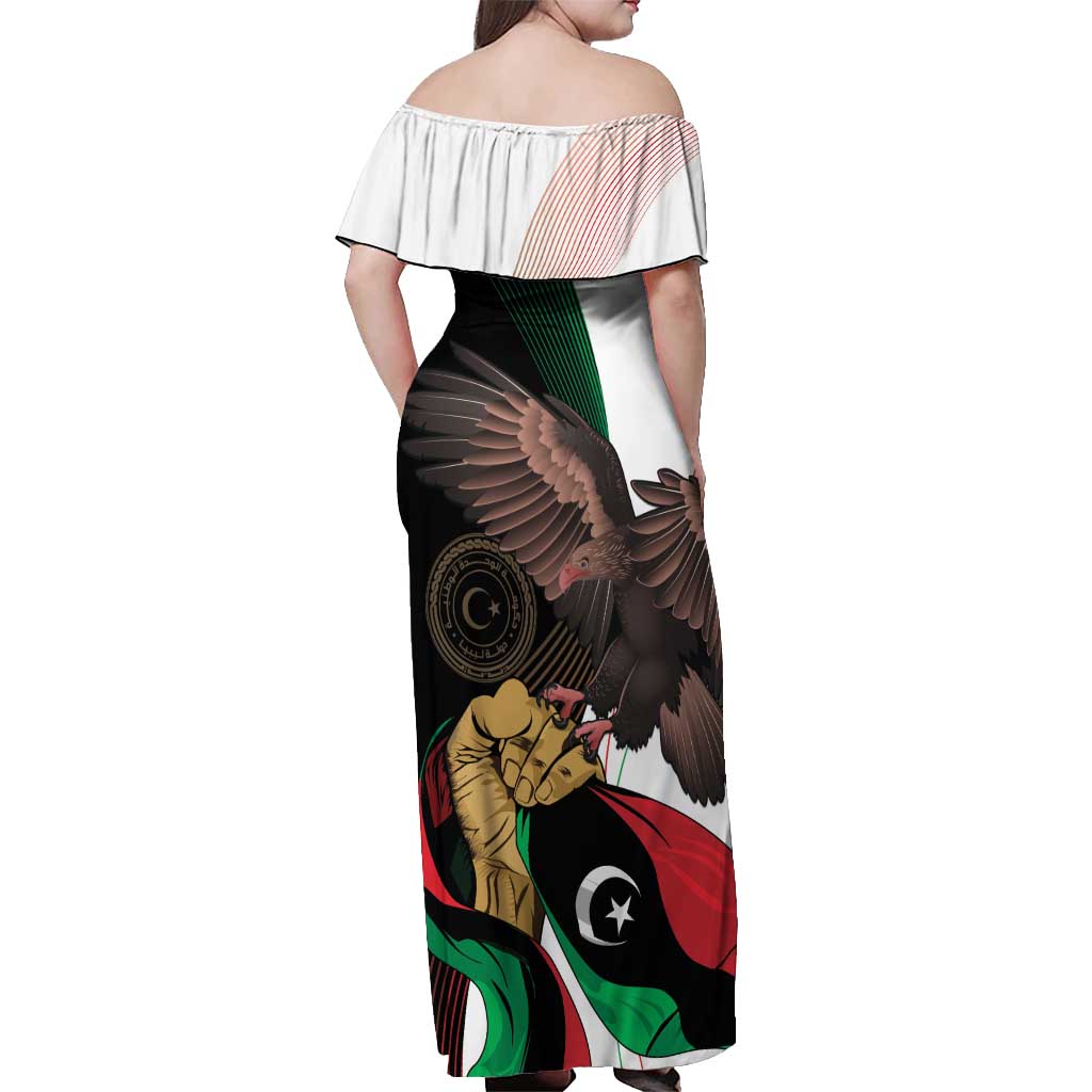 Libya 73rd Anniversary Independence Day Off Shoulder Maxi Dress - Wonder Print Shop