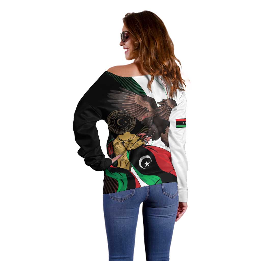 Libya 73rd Anniversary Independence Day Off Shoulder Sweater - Wonder Print Shop