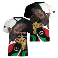 Libya 73rd Anniversary Independence Day Women V-Neck T-Shirt - Wonder Print Shop