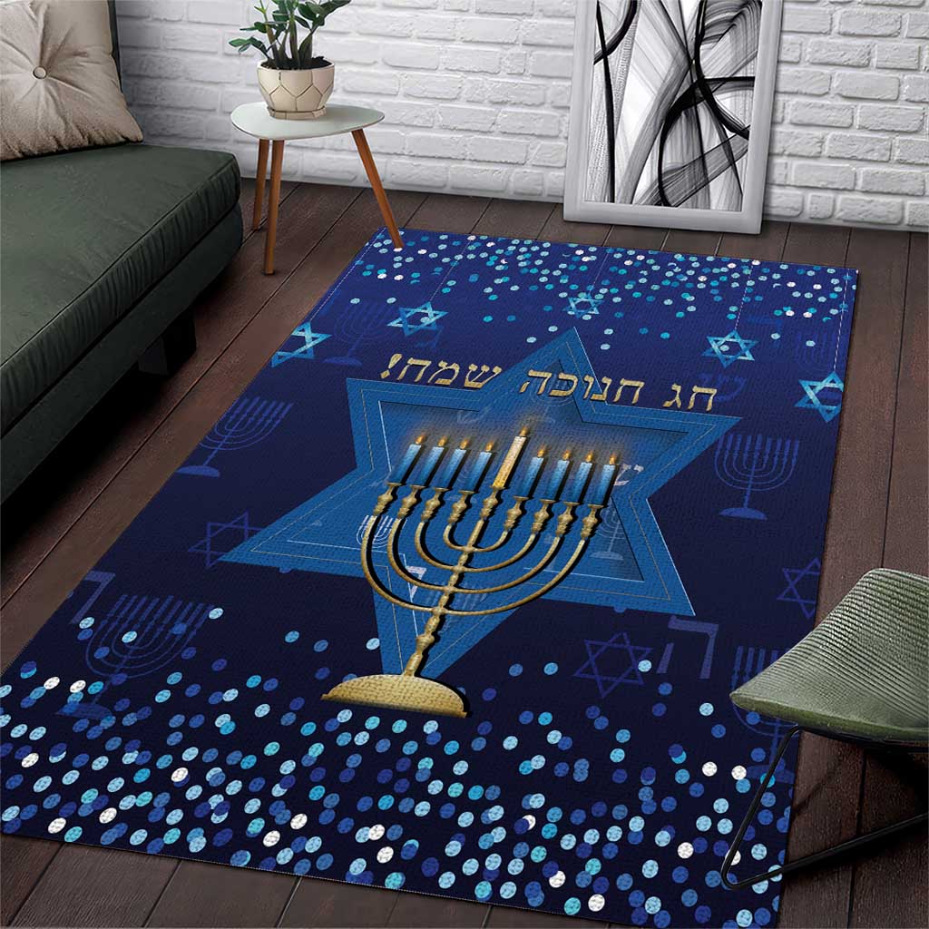 Hanukkah Jewish Festival Area Rug Meronah With Star Of David - Wonder Print Shop