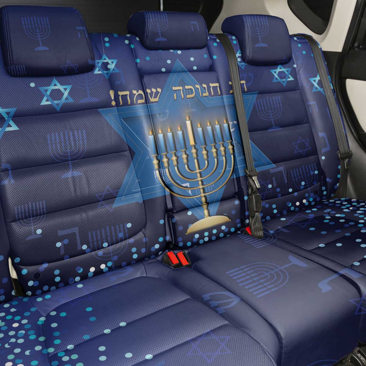 Hanukkah Jewish Festival Back Car Seat Cover Meronah With Star Of David - Wonder Print Shop
