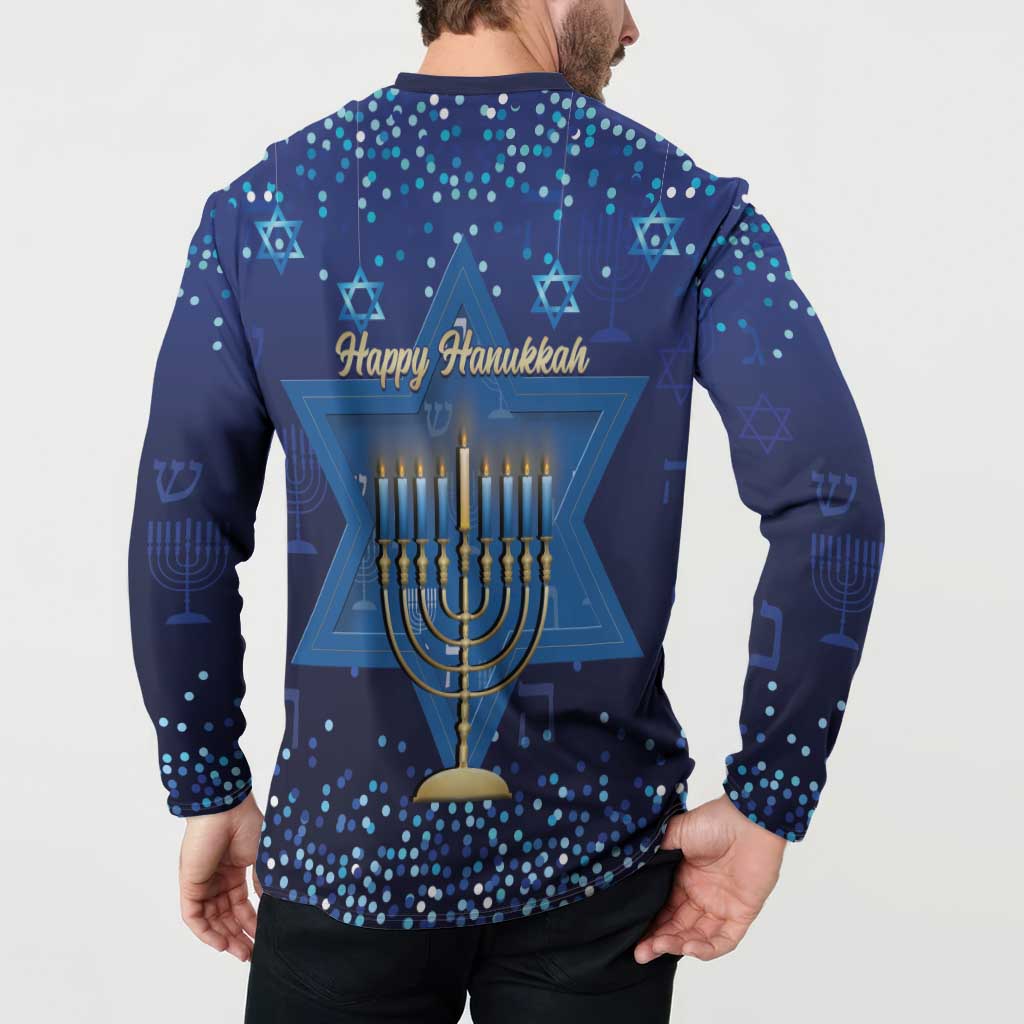 Hanukkah Jewish Festival Button Sweatshirt Meronah With Star Of David - Wonder Print Shop