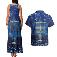 Hanukkah Jewish Festival Couples Matching Tank Maxi Dress and Hawaiian Shirt Meronah With Star Of David - Wonder Print Shop
