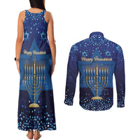 Hanukkah Jewish Festival Couples Matching Tank Maxi Dress and Long Sleeve Button Shirt Meronah With Star Of David - Wonder Print Shop