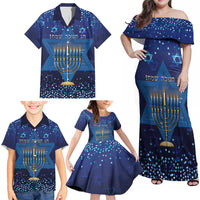 Hanukkah Jewish Festival Family Matching Off Shoulder Maxi Dress and Hawaiian Shirt Meronah With Star Of David - Wonder Print Shop