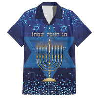 Hanukkah Jewish Festival Family Matching Off Shoulder Short Dress and Hawaiian Shirt Meronah With Star Of David - Wonder Print Shop