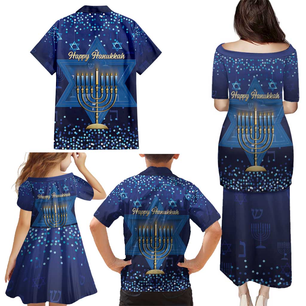 Hanukkah Jewish Festival Family Matching Puletasi and Hawaiian Shirt Meronah With Star Of David - Wonder Print Shop