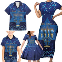 Hanukkah Jewish Festival Family Matching Short Sleeve Bodycon Dress and Hawaiian Shirt Meronah With Star Of David - Wonder Print Shop