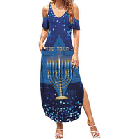Hanukkah Jewish Festival Family Matching Summer Maxi Dress and Hawaiian Shirt Meronah With Star Of David - Wonder Print Shop