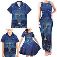 Hanukkah Jewish Festival Family Matching Tank Maxi Dress and Hawaiian Shirt Meronah With Star Of David - Wonder Print Shop