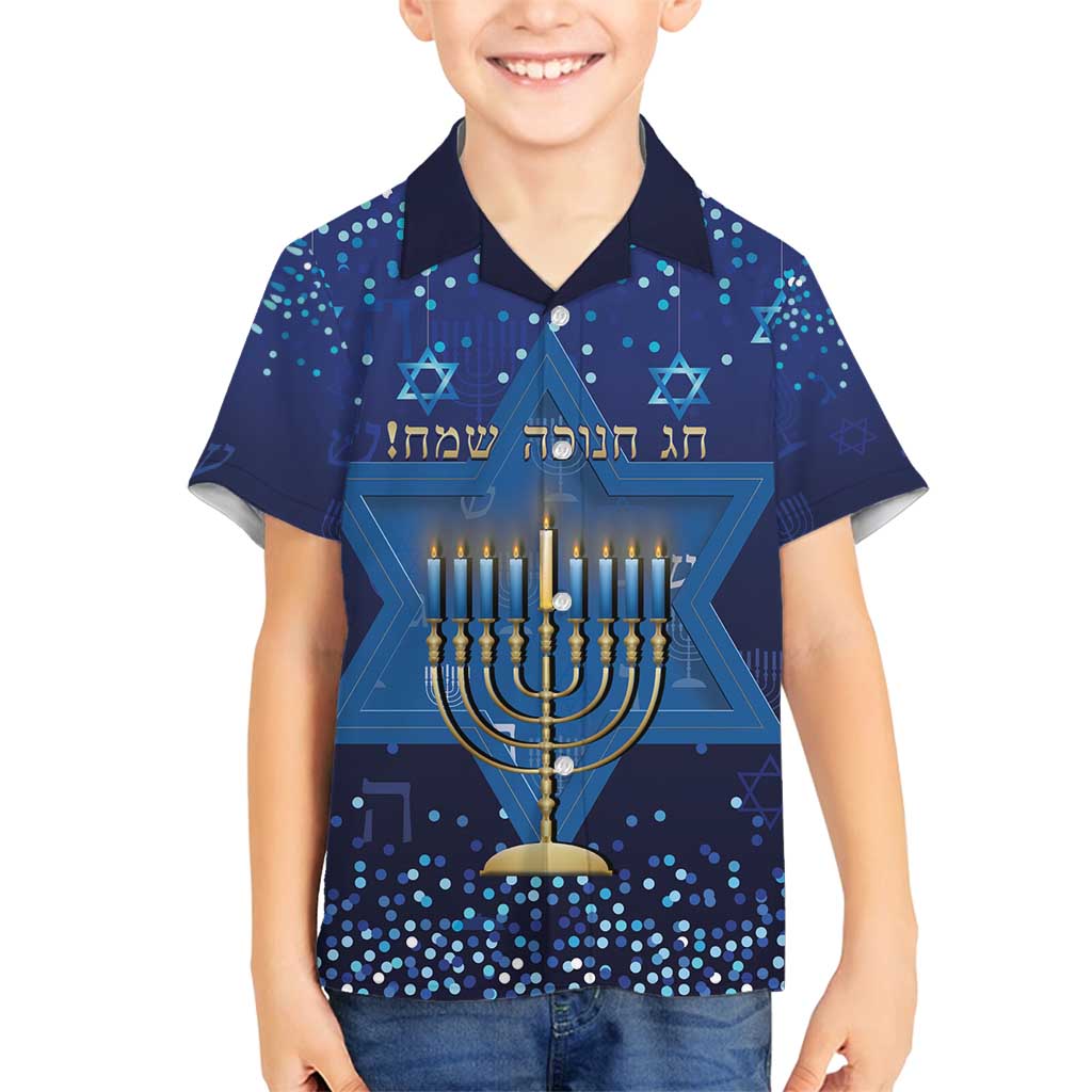 Hanukkah Jewish Festival Family Matching Tank Maxi Dress and Hawaiian Shirt Meronah With Star Of David - Wonder Print Shop