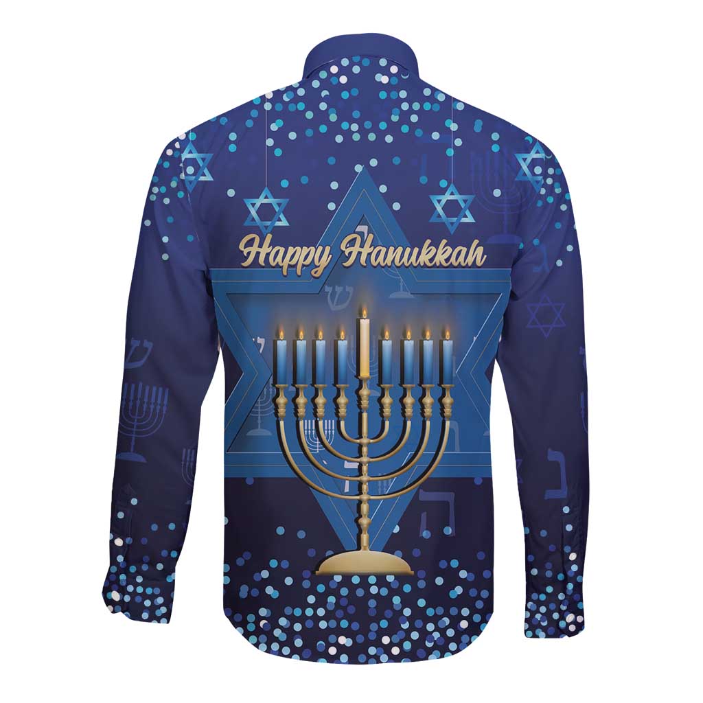Hanukkah Jewish Festival Long Sleeve Button Shirt Meronah With Star Of David - Wonder Print Shop