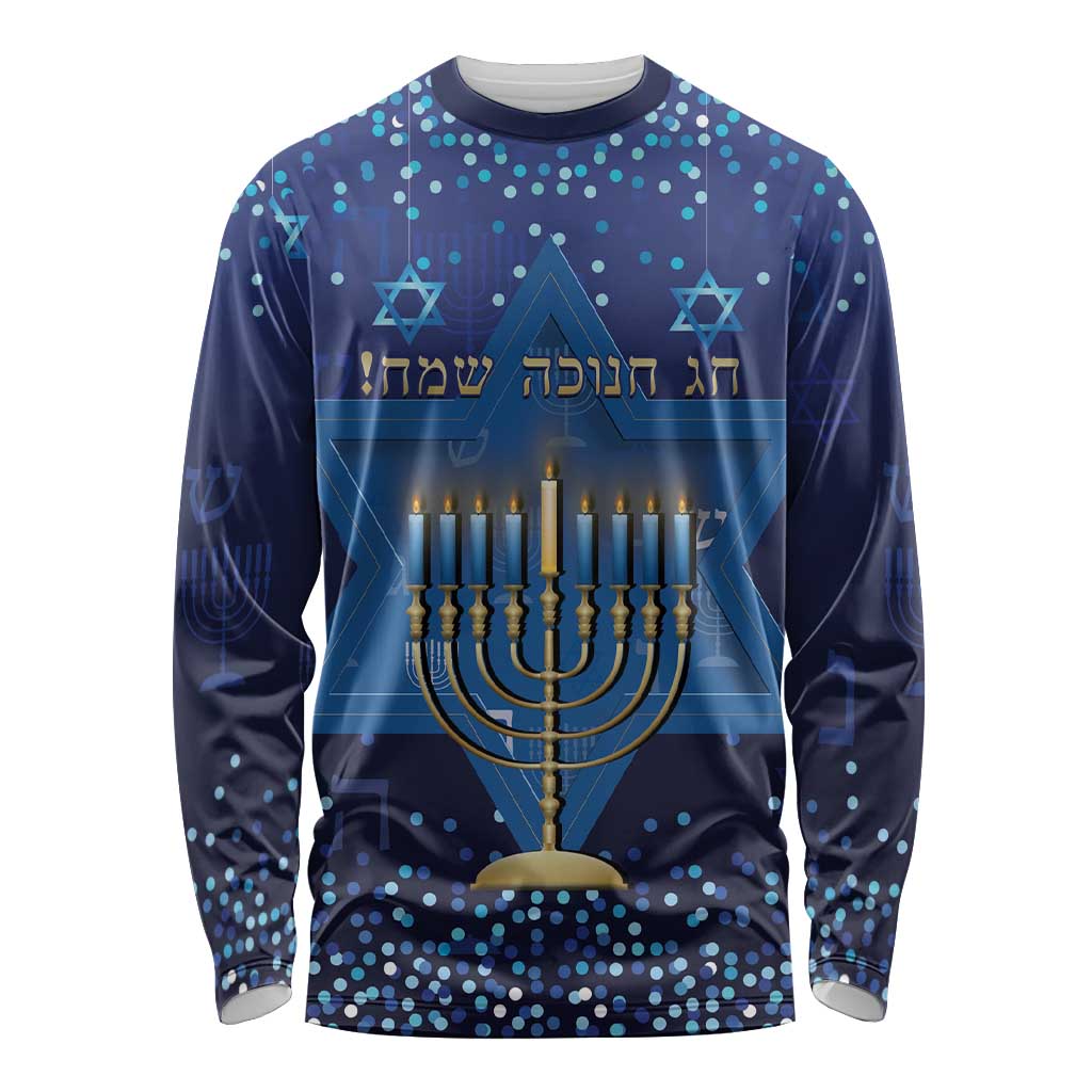 Hanukkah Jewish Festival Long Sleeve Shirt Meronah With Star Of David - Wonder Print Shop