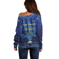 Hanukkah Jewish Festival Off Shoulder Sweater Meronah With Star Of David - Wonder Print Shop
